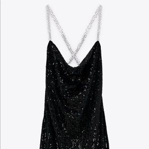 ZARA Sequin Mini Dress w Crystal Straps